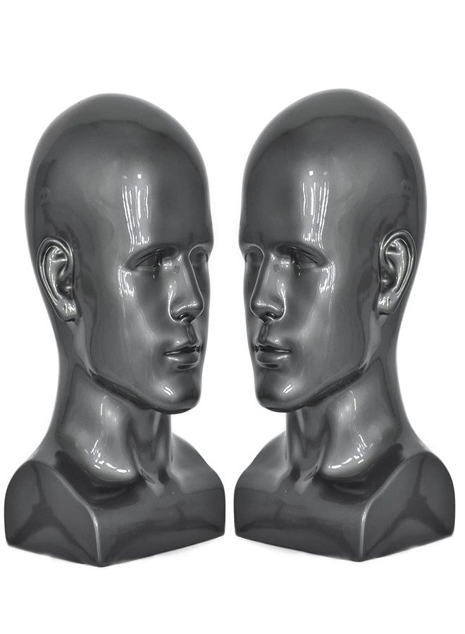 FLWAI PVC Silver Grey Male Mannequin Head Display Head Stand Wig Display Head Model Men Manikin Head Dolls for Display Headset, Headphone, Game Console, Hats, Wigs Jewellery (Silver Grey) - Image 3